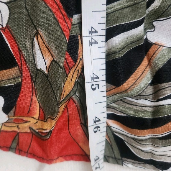 Vintage Ms Basia California Dress Size 12 Collar Midi Cotton Tropical Birds Palm - Picture 10 of 10